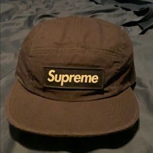 100% authentic 5 panel Supreme logo hat black New